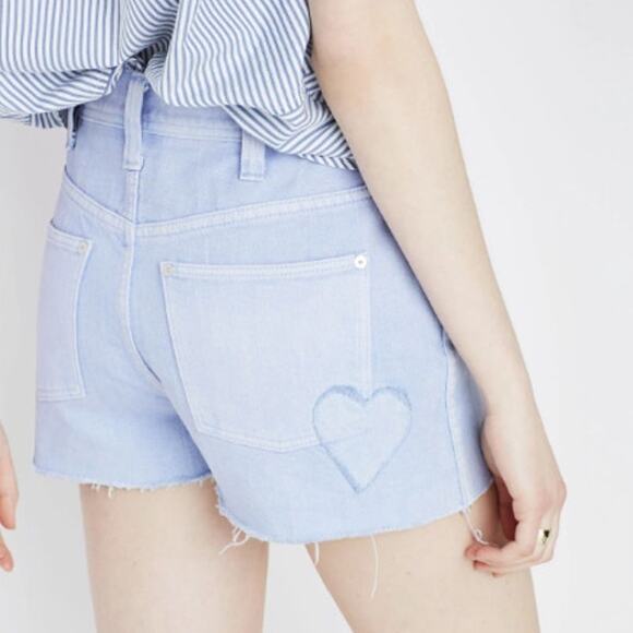Madewell Pants - Madewell x Where I Was From Cutoff Jean Shorts Light Blue Heart Patch - Size 26